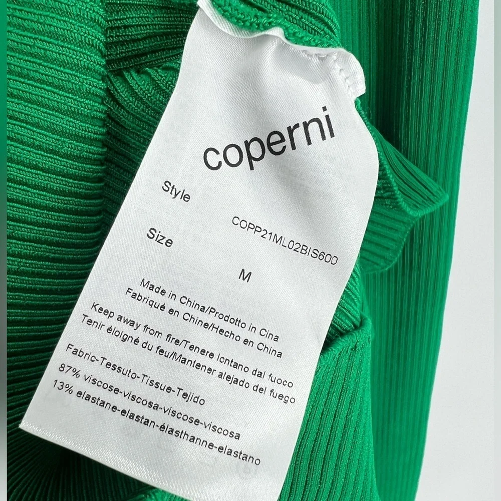Coperni Cut Out Ribbed Knit Turtleneck Wrap Sweater In Green